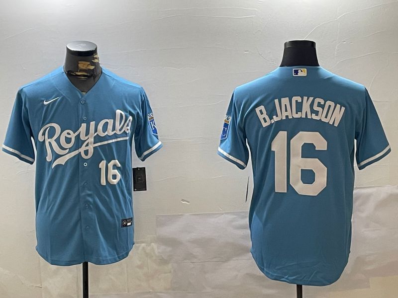 Men Kansas City Royals #16 B.Jackson Light Blue Game 2024 Nike MLB Jersey style 4